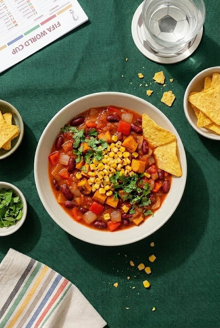 Texas vegetar chili med sweet potatoes og majs