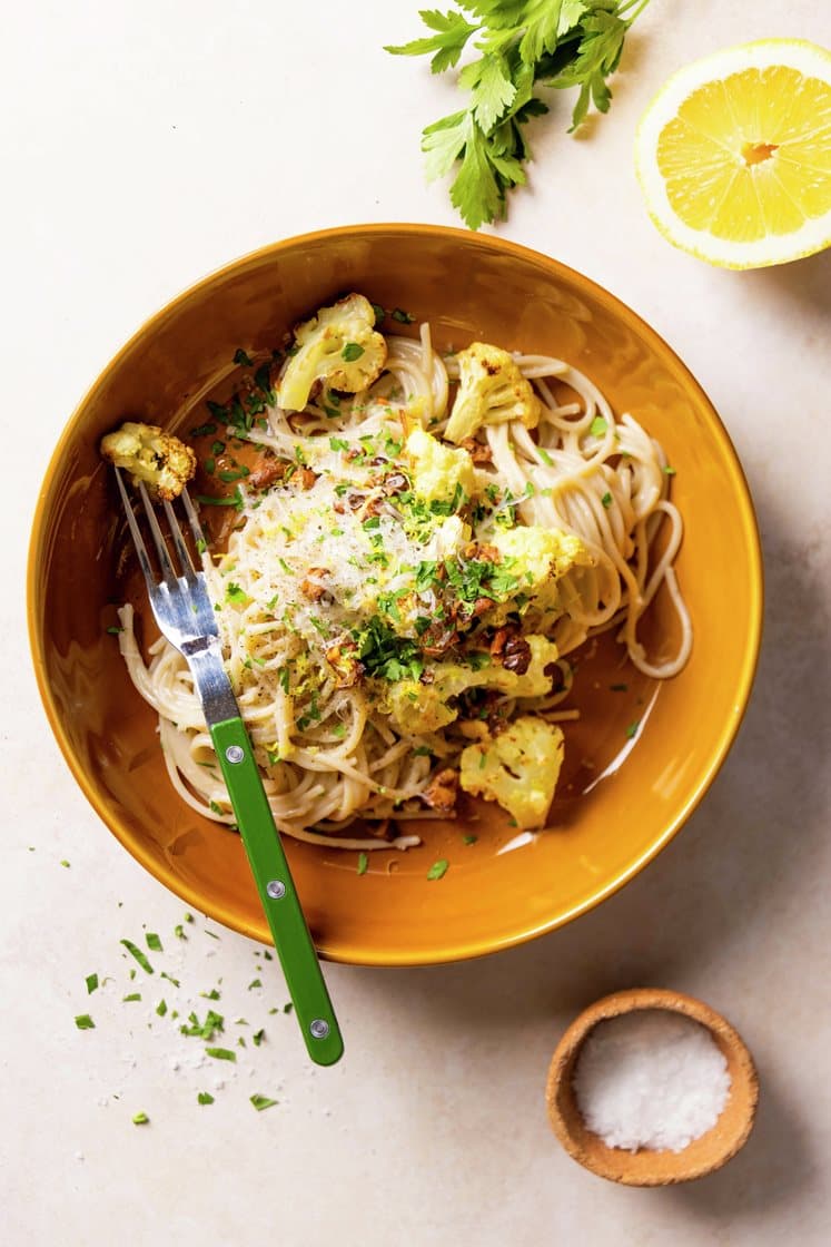 Pasta med stegt blomkål