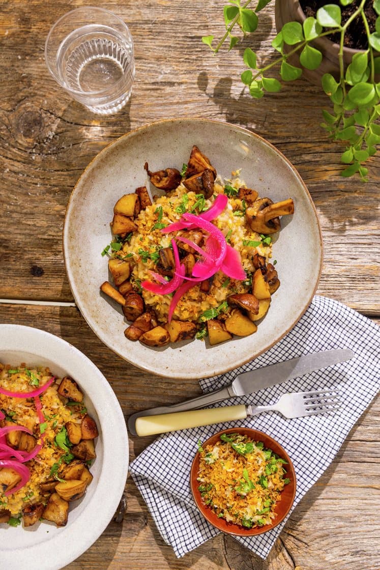 Risotto med stegte jordskokker og markchampignon