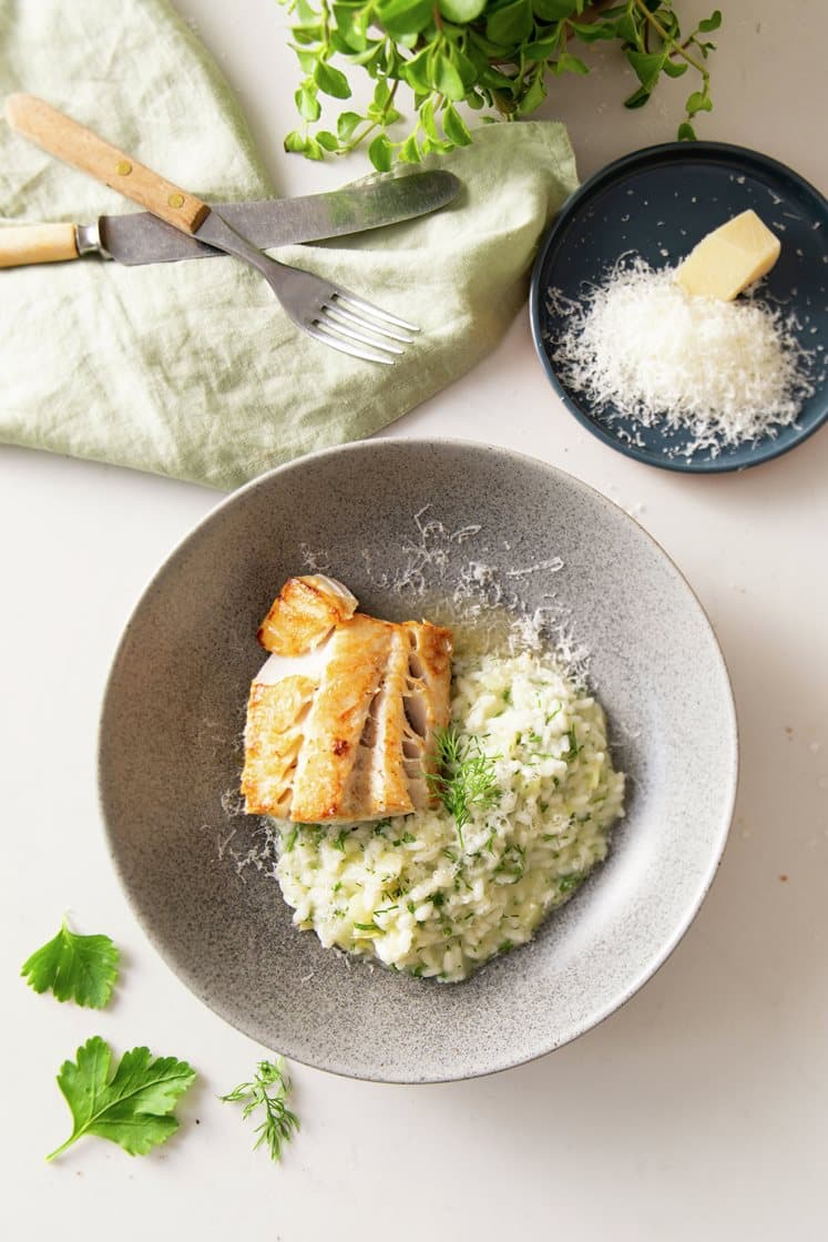 Risotto med fennikel og hvid fisk