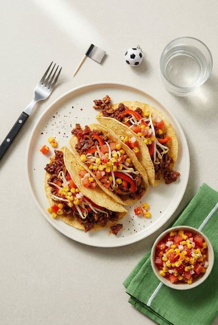 Sprøde mexicanske tacos med krydret kødfyld og tomatrelish